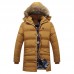 Mens Winter Mid Length Thickened Buttons Solid Color Warm Padded Jacket