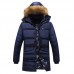 Mens Winter Mid Length Thickened Buttons Solid Color Warm Padded Jacket