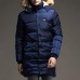 Mens Winter Mid Length Thickened Buttons Solid Color Warm Padded Jacket