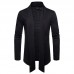 Men Casual Brief Mid Length Turn-down Collar Solid Color Thin Cardigans