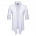 Men Casual Brief Mid Length Turn-down Collar Solid Color Thin Cardigans