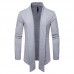 Men Casual Brief Mid Length Turn-down Collar Solid Color Thin Cardigans