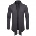 Men Casual Brief Mid Length Turn-down Collar Solid Color Thin Cardigans