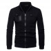 Mens Casual  Multifunction Pockets Zipper Thick Stitching Top Long Sleeve Solid Color Coats