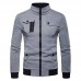 Mens Casual  Multifunction Pockets Zipper Thick Stitching Top Long Sleeve Solid Color Coats