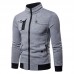 Mens Casual  Multifunction Pockets Zipper Thick Stitching Top Long Sleeve Solid Color Coats