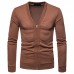 Mens Brief Breathable V Neck Zipper Long Sleeve Slim Cardigans Casual Coats