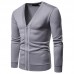 Mens Brief Breathable V Neck Zipper Long Sleeve Slim Cardigans Casual Coats