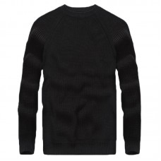 Mens 100% Cotton Solid Color O-Neck Collar Knitted Pullovers Sweaters