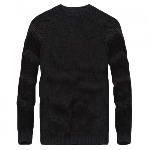 Mens 100% Cotton Solid Color O-Neck Collar Knitted Pullovers Sweaters