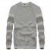 Mens 100% Cotton Solid Color O-Neck Collar Knitted Pullovers Sweaters