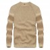 Mens 100% Cotton Solid Color O-Neck Collar Knitted Pullovers Sweaters