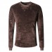 Mens Casual Comfy Fleece Round Neck Solid Color Long Sleeve Pullovers Sweaters