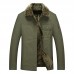 Mens Plus Size Lapel Collar Fleece Warm Chest Pocket Winter Jacket