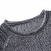 Mens Stitching Color Pullovers Tops Wrinkle O-Neck Collar Sweaters