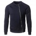 Mens Stitching Side Zipper Round Neck Street Style Solid Color Cardigans