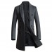 Mens Mid Long Slim Woolen Overcoat Thick Warm Double-breasted Stylish Trench Coat