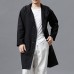 Men's Vintage Casual Cotton Linen Hooded Collar Long Sleeve Sweater Cardigans