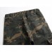 Mens Casual Camo Elastic Waist Zip Fly Ripped Skinny Cargo Jeans