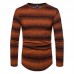 Men's Stripe Gradient Style Knit Breathable O-Neck Warm Sweaters Pullovers