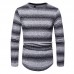 Men's Stripe Gradient Style Knit Breathable O-Neck Warm Sweaters Pullovers