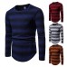 Men's Stripe Gradient Style Knit Breathable O-Neck Warm Sweaters Pullovers