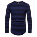 Men's Stripe Gradient Style Knit Breathable O-Neck Warm Sweaters Pullovers