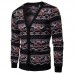 Mens Single Breasted V-Neck Christmas Stitching Color Sweaters Cardigans