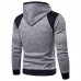 Mens Casual Stitching Slim Sweatshirts Zipper Up Hooded Cotton Hoodies Cardigans Coats