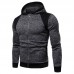 Mens Casual Stitching Slim Sweatshirts Zipper Up Hooded Cotton Hoodies Cardigans Coats