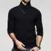 Men's Fashion Winter Turtleneck Pullovers Long Sleeve Slim Fit Plaid Zipper Knit Casual Sweaters