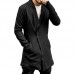 Men's Casual Black Long Fit Thick Warm Cardigans Fashion Mid Long Coats