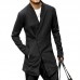 Men's Casual Black Long Fit Thick Warm Cardigans Fashion Mid Long Coats