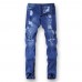 Mens Street Style Zipper Skinny Ripped Cotton Slim Washed Jeans