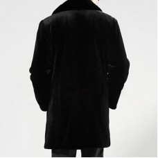 Mens Faux Fur Collar Winter Warm Fit Jacket Casual Mid Long Coats