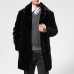 Mens Faux Fur Collar Winter Warm Fit Jacket Casual Mid Long Coats