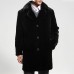 Mens Faux Fur Collar Winter Warm Fit Jacket Casual Mid Long Coats