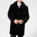 Mens Faux Fur Collar Winter Warm Fit Jacket Casual Mid Long Coats