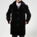 Mens Faux Fur Collar Winter Warm Fit Jacket Casual Mid Long Coats