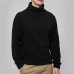 Autumn Winter Fleece High Collar Fashion Solid Color Long Sleeve T-shirts for Men