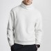 Autumn Winter Fleece High Collar Fashion Solid Color Long Sleeve T-shirts for Men