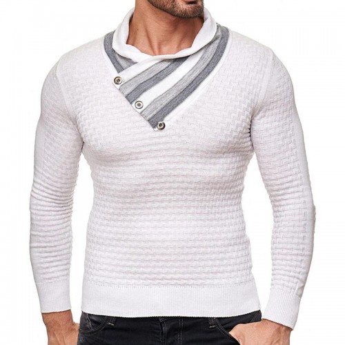 Men's Fashion Long Sleeve Turtleneck Knit Buttons Thick Cardigan Casual Sweaters