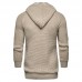 Casual Winter Solid Color Braided Knitted Thick Warm Hooded Cardigans for Men