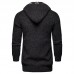 Casual Winter Solid Color Braided Knitted Thick Warm Hooded Cardigans for Men