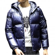 Mens Thick Warm Winter Padded Jacket Stylish Bright Color Hooded Insulated Coats