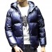 Mens Thick Warm Winter Padded Jacket Stylish Bright Color Hooded Insulated Coats