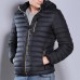 Mens Casual Cotton Down Padded Jacket Hooded Solid Color Coats