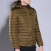 Mens Casual Cotton Down Padded Jacket Hooded Solid Color Coats