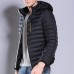 Mens Casual Cotton Down Padded Jacket Hooded Solid Color Coats