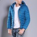 Mens Casual Cotton Down Padded Jacket Hooded Solid Color Coats